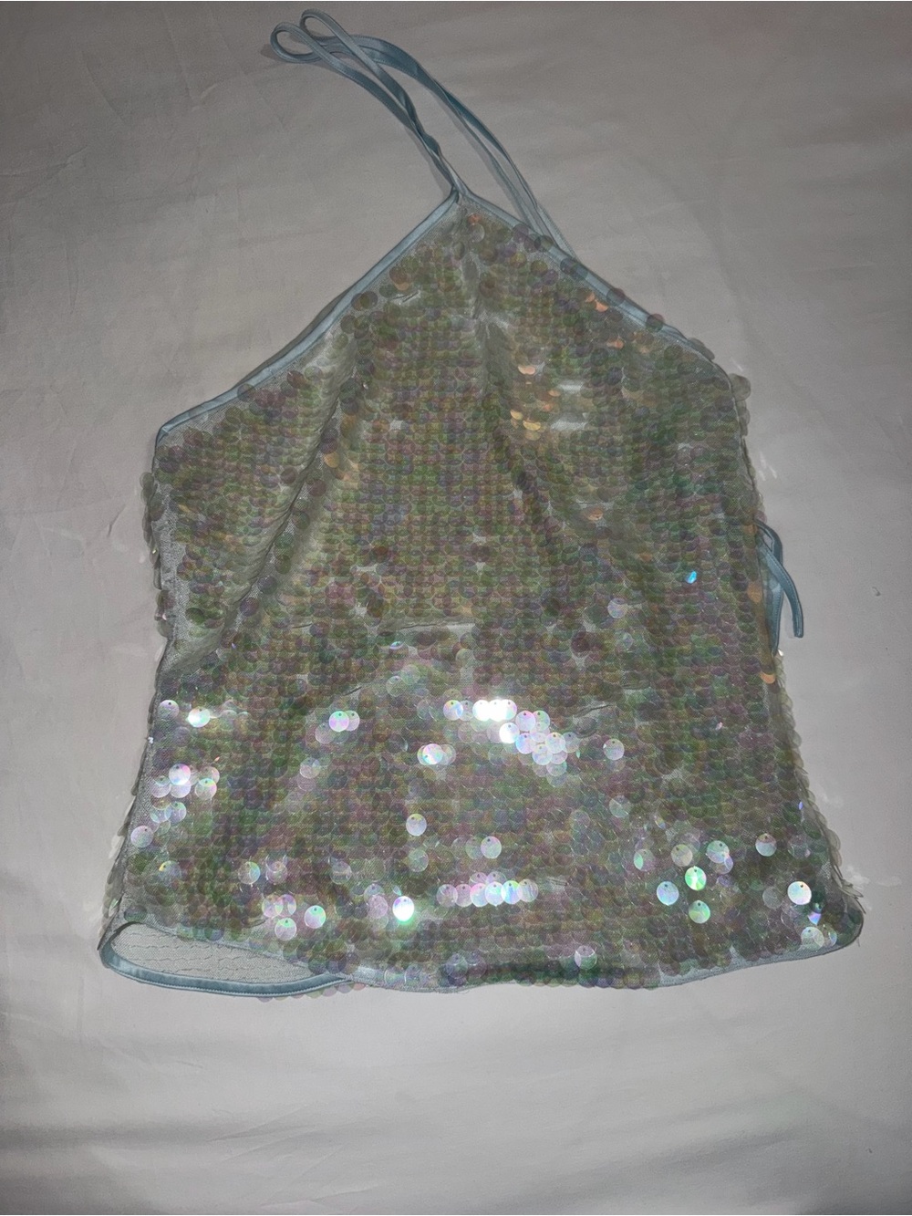 Lovers + Friends Iridescent Sequin Halter Camisole in White - Picture 9 of 9
